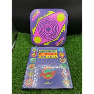 Pogs Faceoff Cap Game Arena Slammer Whammers 90s Lot of 75 Pogs- Book